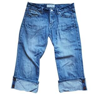 Maurices Capri Jeans Womens Size 7/8 Light Wash Mid Rise Cuffed Distressed